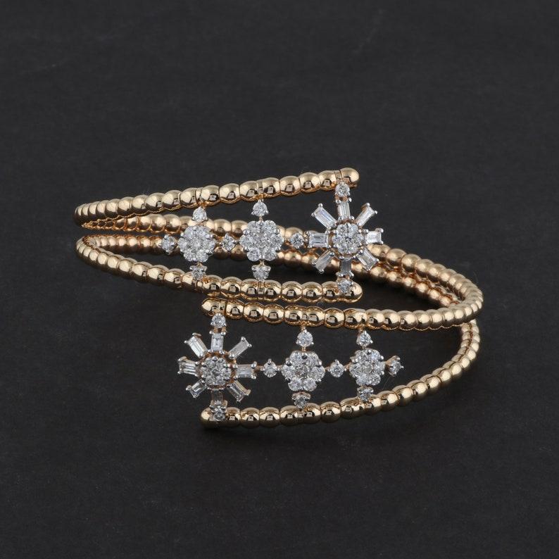 3,20 Karat Diamant 14 Karat Gold Perlen Wickel-Armband/Manschettenknopf im Zustand „Neu“ im Angebot in Hoffman Estate, IL