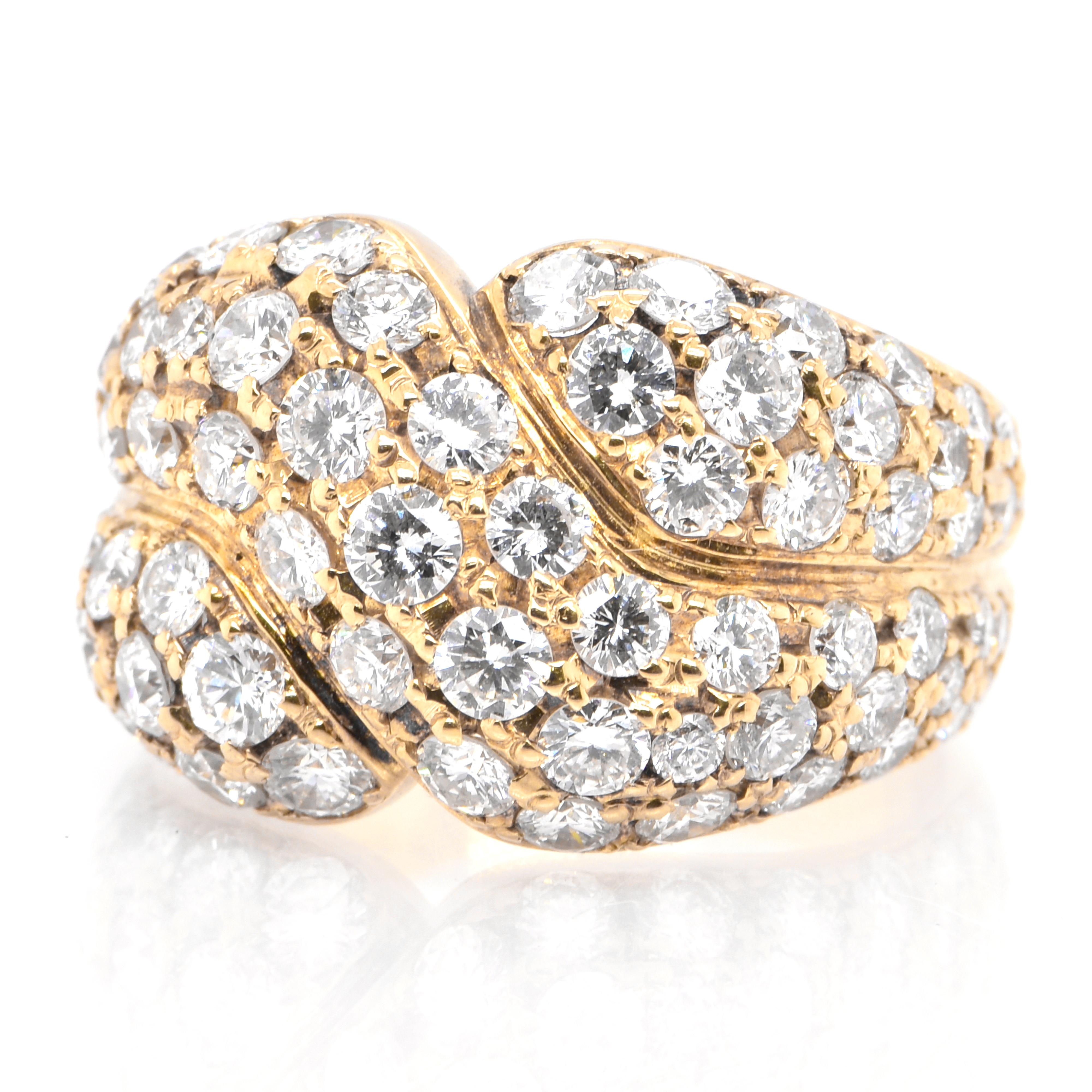 A beautiful cluster ring featuring 3.20 carats of Diamonds set in 18 Karat Yellow Gold. Diamonds have been adorned and cherished throughout human history and date back to thousands of years. They are rated as 10 on the Mohs Hardness Scale hence are