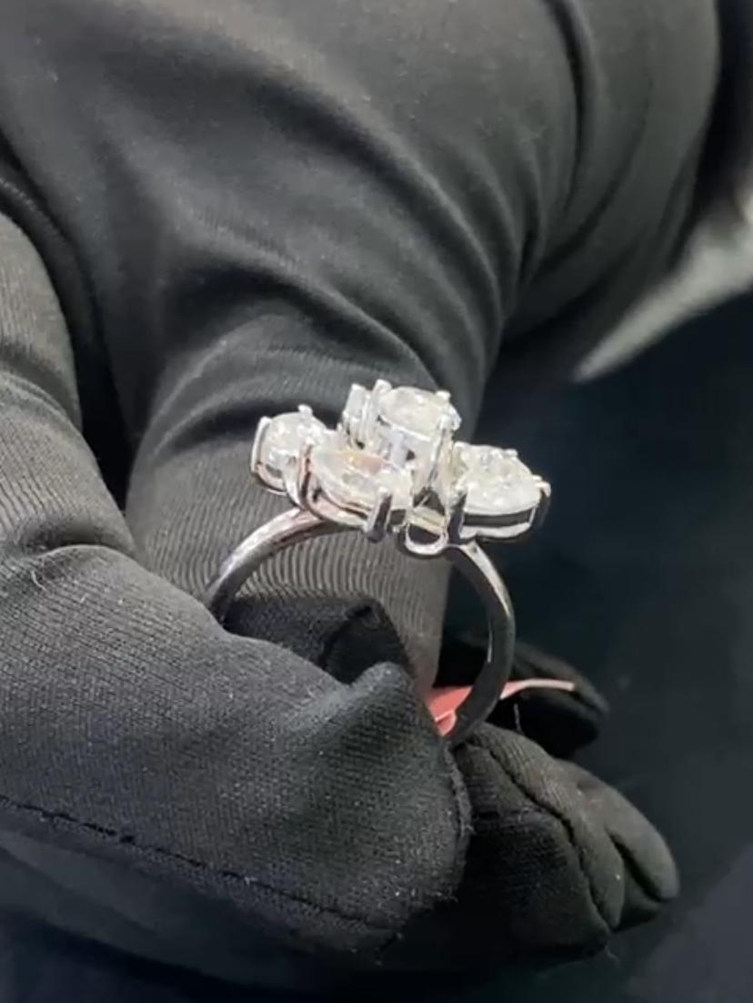 3,20 Karat F/VS Diamanten in Birnenform 14K Gold Ring (Tropfenschliff) im Angebot