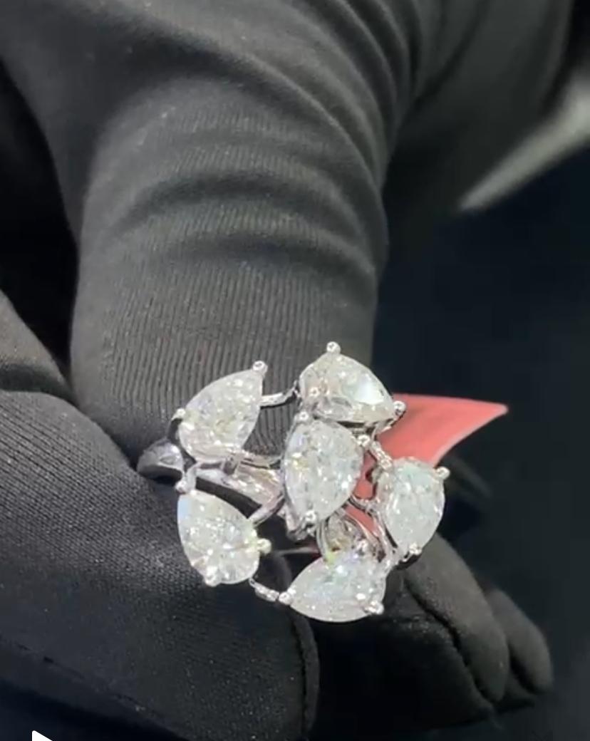 3,20 Karat F/VS Diamanten in Birnenform 14K Gold Ring im Angebot 1