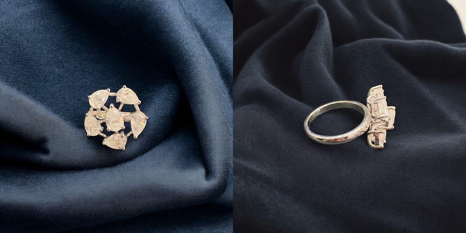 3,20 Karat F/VS Diamanten in Birnenform 14K Gold Ring im Angebot 4