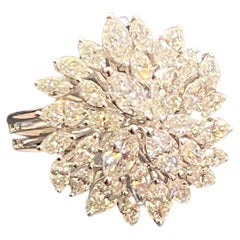 3.20 Carats F/VS1 Marquise Shape Natural Diamonds Cocktail Ring 18K White Gold