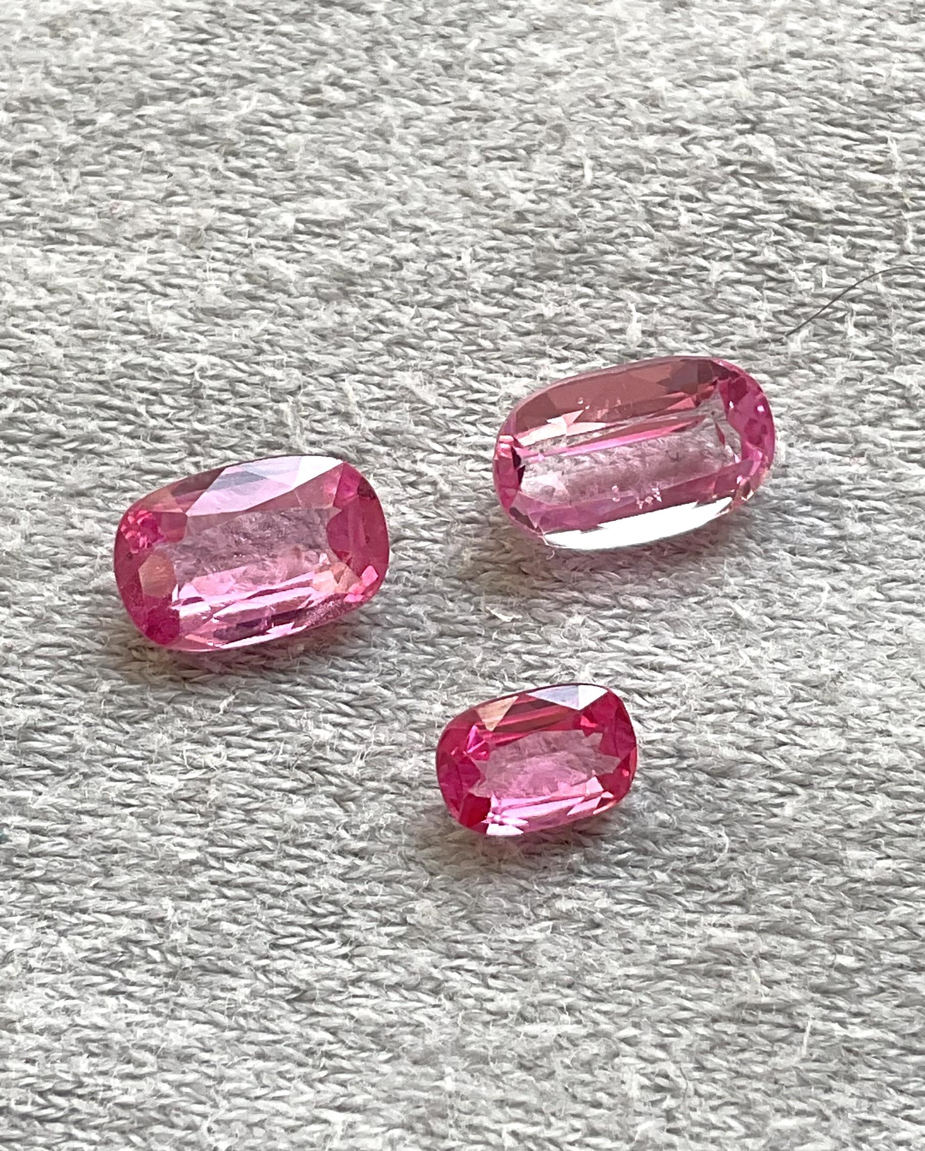 3,20 quilates espinela birmana rosa vivo caliente 3 piezas piedra tallada gema natural espinelas Moderno