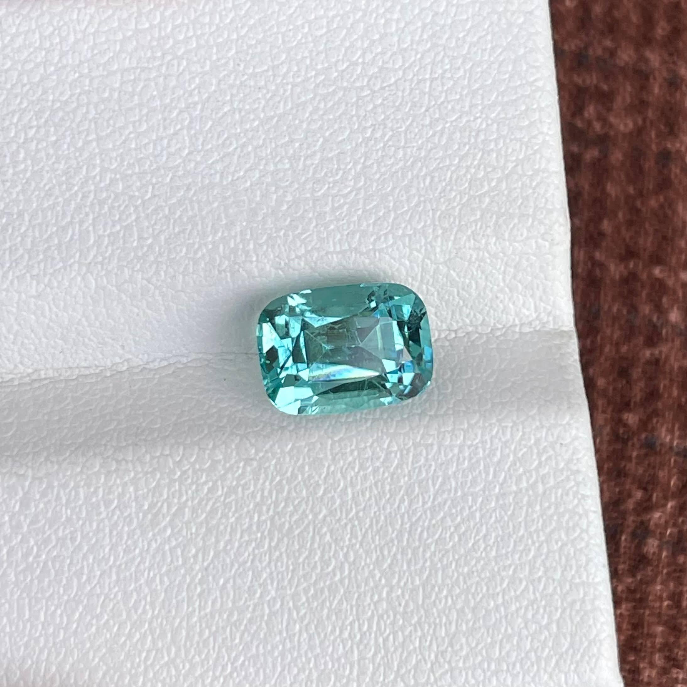 3.20 Carats Lagoon Blue Loose Tourmaline Stone Cushion Cut Afghani Gemstone In New Condition For Sale In Bangkok, TH