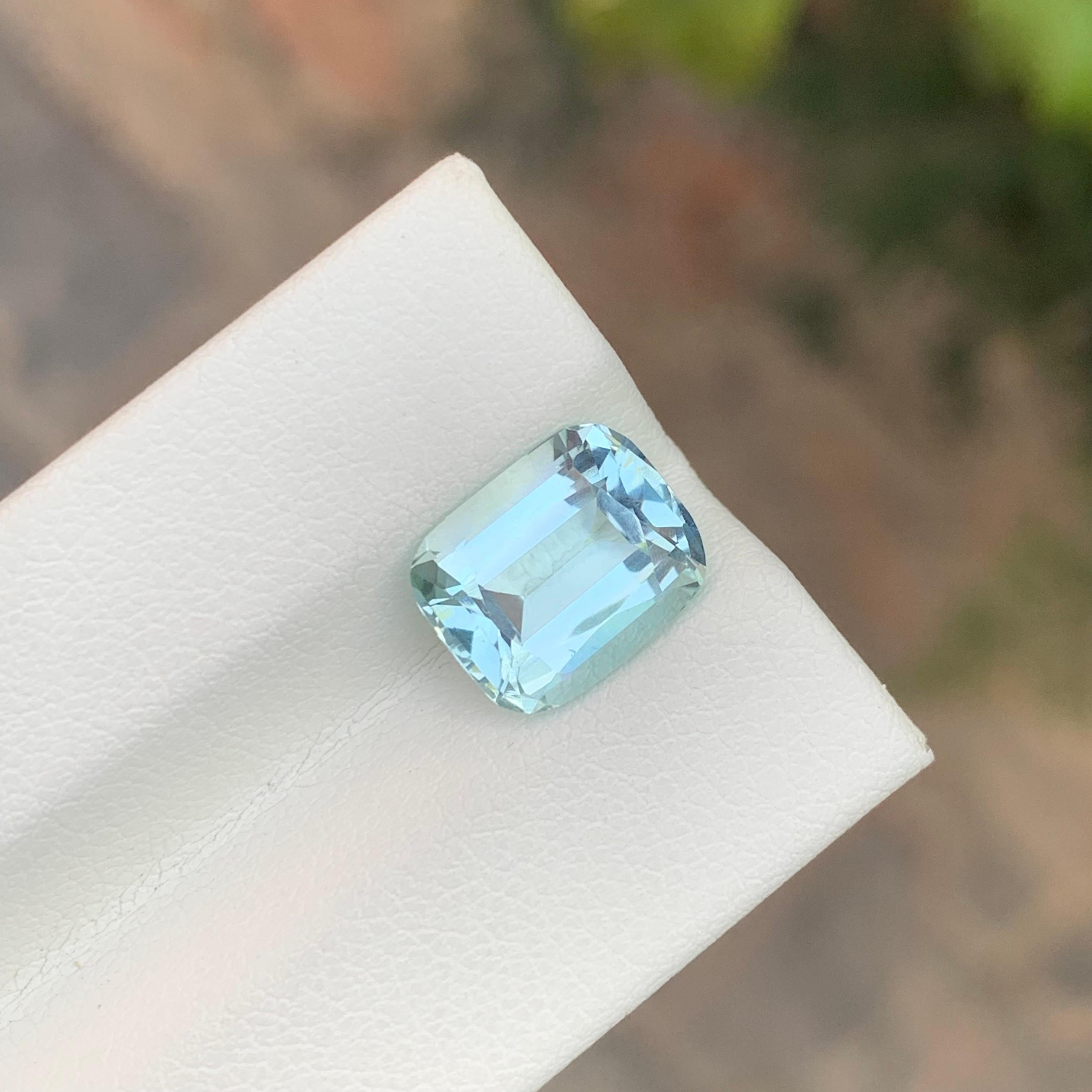 Cushion Cut 3.20 Carats Natural Loose Aquamarine Shigar Valley Pakistan Mine For Sale