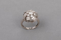 3.20 Carat Platinum and Diamonds French Cocktail Ring