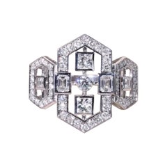 3.20 Ct Mixed Shape Diamonds 18K Gold Cocktail Ring