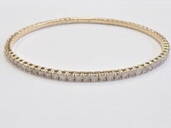 3.20 Ct Natural 14K Yellow Gold Flexible Diamond Bangle