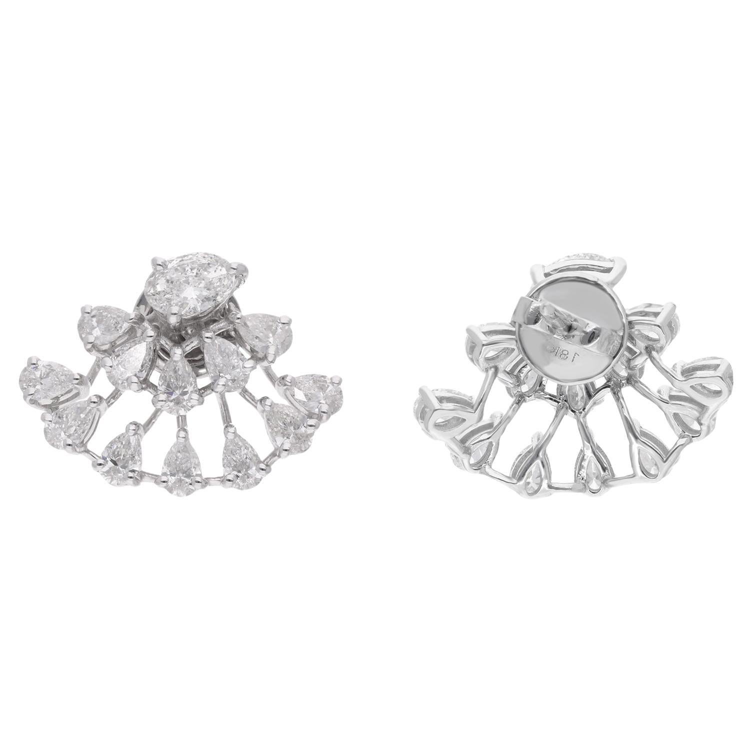 3.20ct. Pear & Oval Shape Diamond Earrings 18 Karat White Gold Handmade Jewelry For Sale