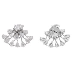 3.20ct. Pear & Oval Shape Diamond Earrings 18 Karat White Gold Handmade Jewelry