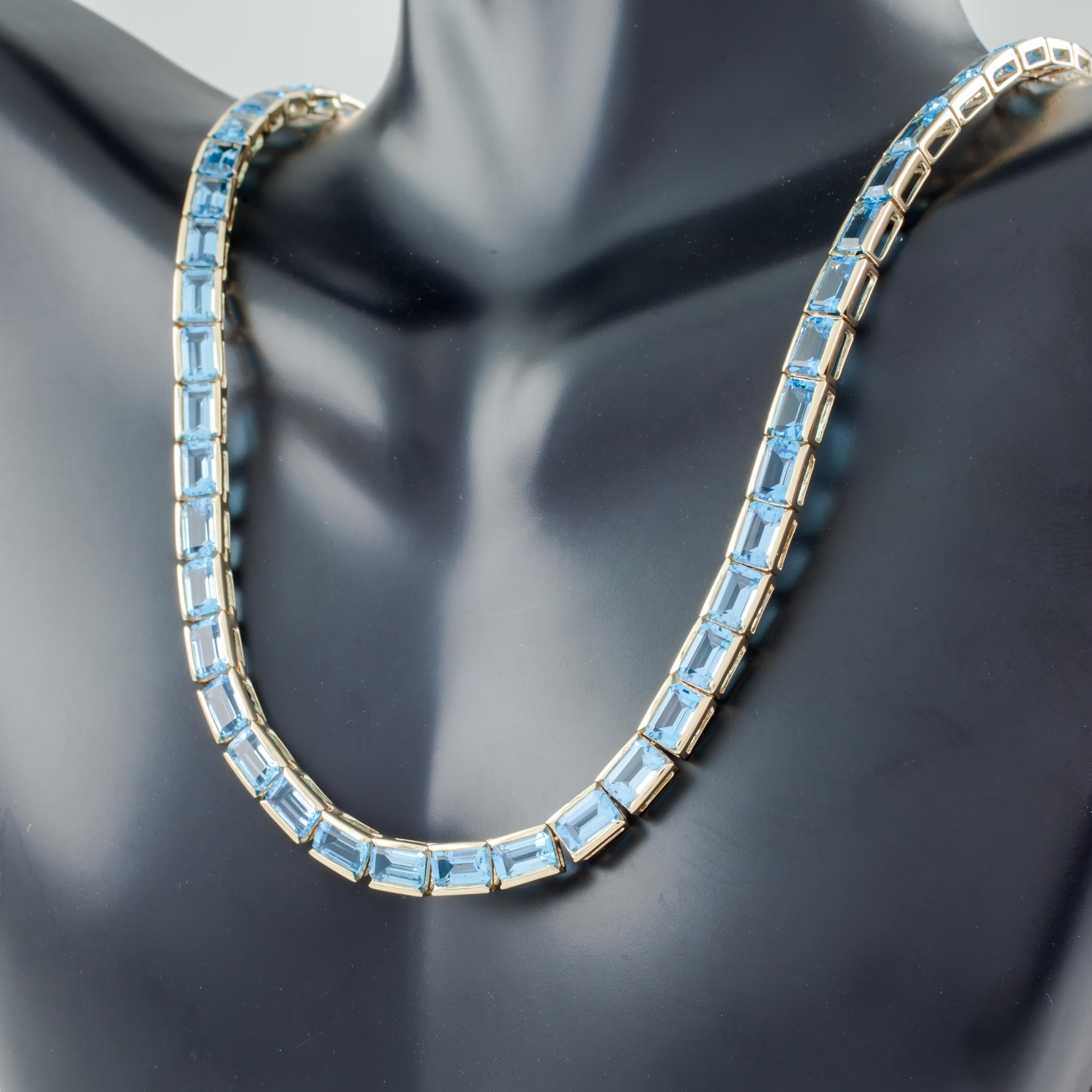 blue topaz tennis necklace