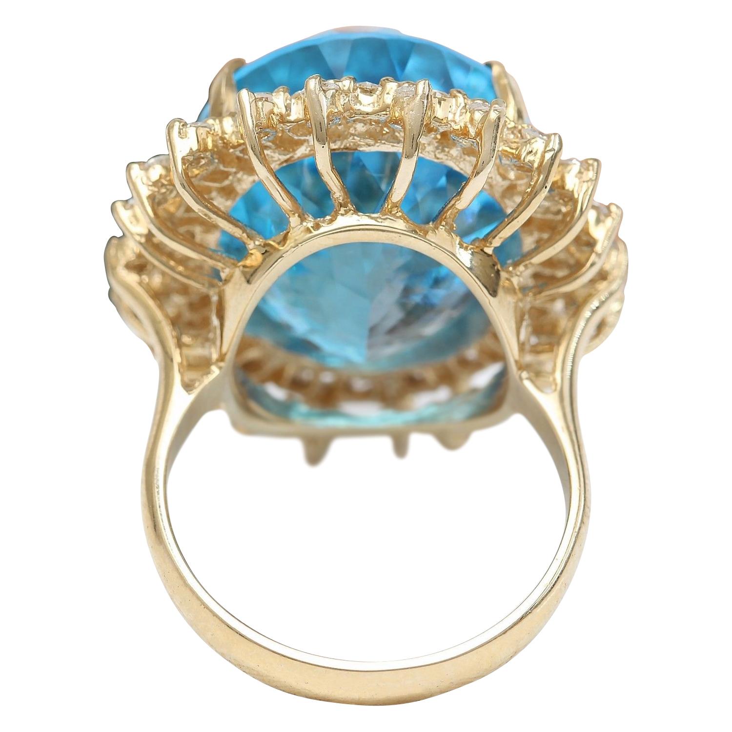 Natural Topaz Diamond Ring In 14 Karat Solid Yellow Gold In New Condition For Sale In Manhattan Beach, CA