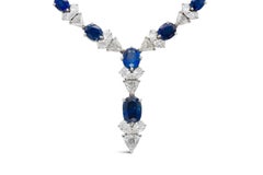 32.00 Carat Oval Cut Sapphires and 26.00 Carat Diamonds Necklace