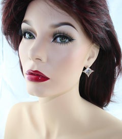 32.00 Carat White Topaz and Diamonds "Cardinal Points" Gold Earrings