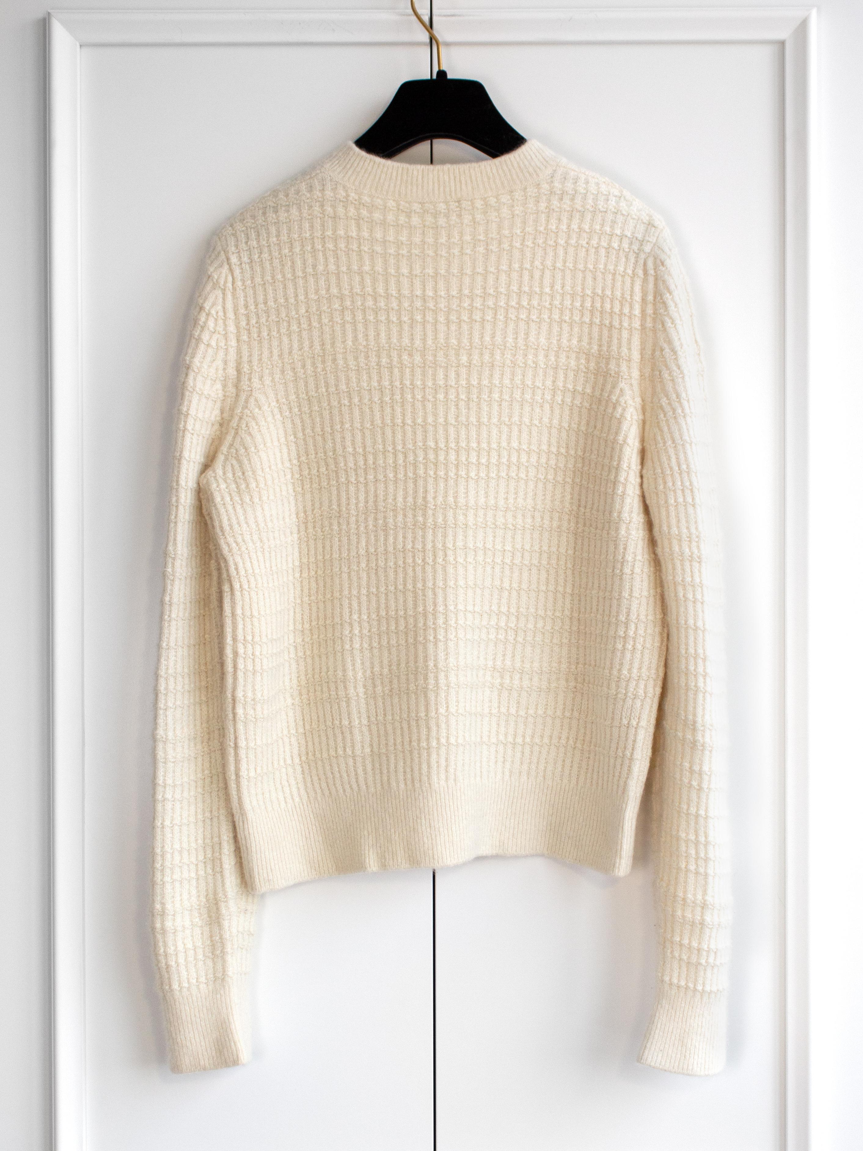 $3200 Chanel Coco Neige Fall 2018 Ivory Ecru Cashmere Embellished 18B Sweater 3