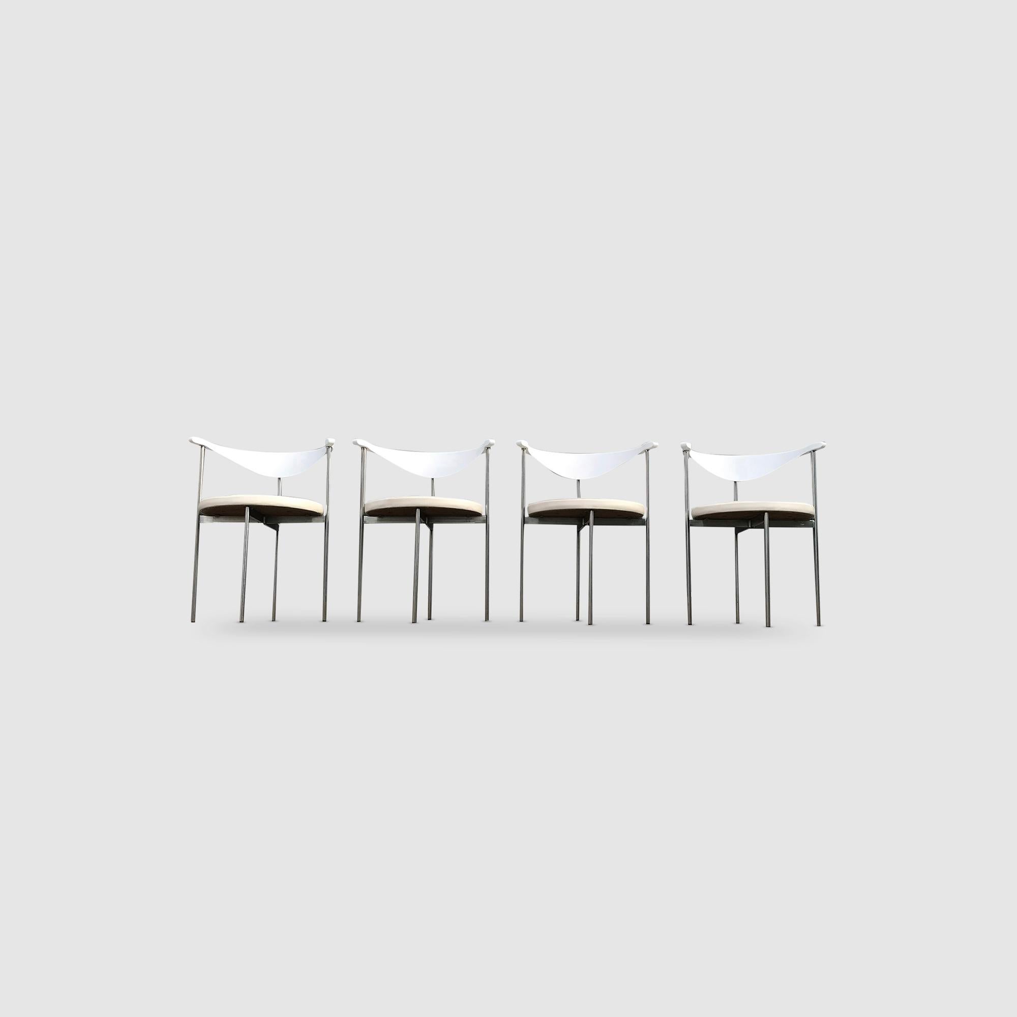 Steel 3200 dining chair by Frederik Sieck for Fritz Hansen 1960s, set of 4