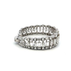 32.00ct Diamond Platinum Wide Bracelet with Emerald, Marquise, Baguette & Round