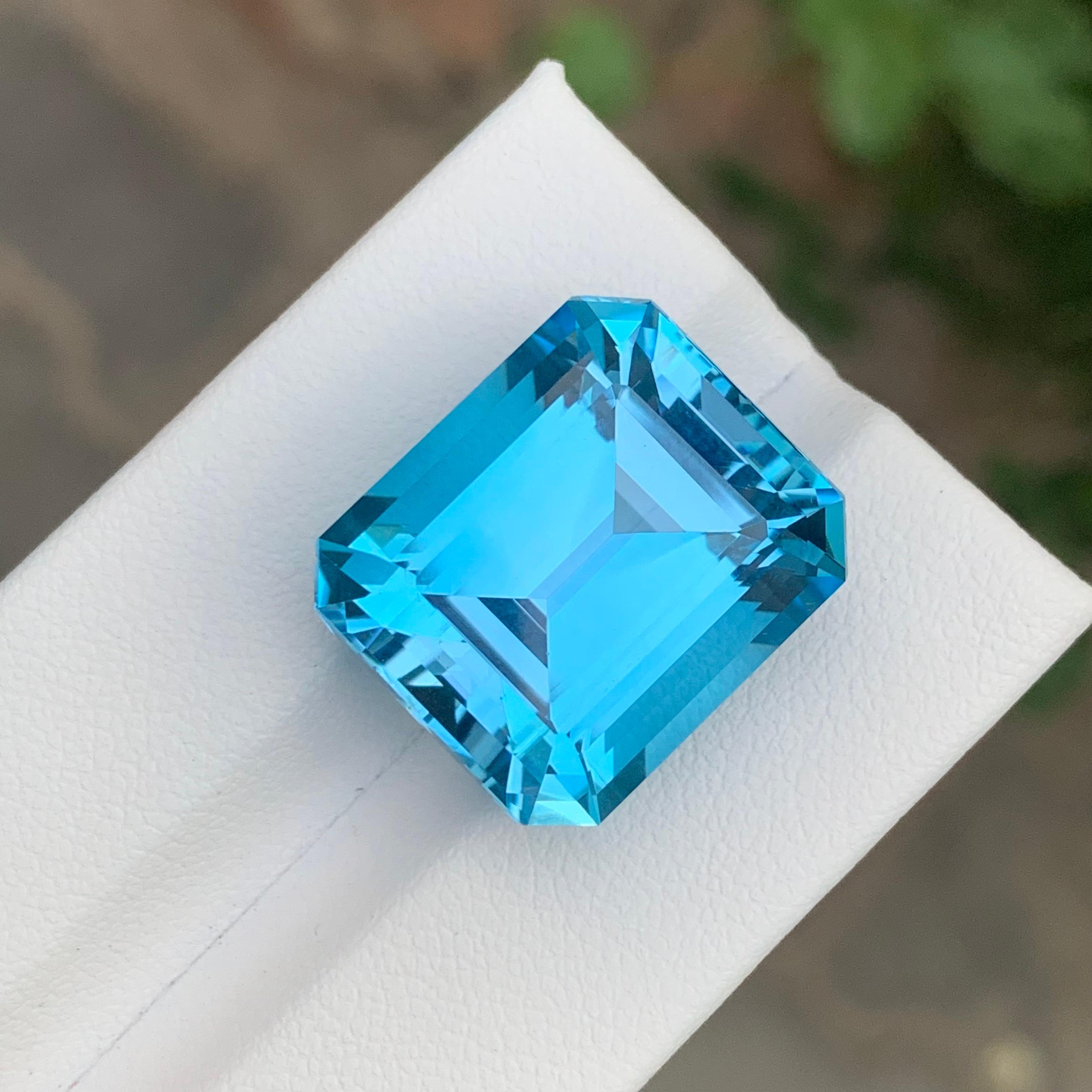 Arts and Crafts 32.05 Carat Natural Loose Blue Topaz Octagon Cut Gemstone For Sale