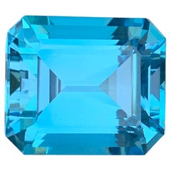 32.05 Carat Natural Loose Blue Topaz Octagon Cut Gemstone