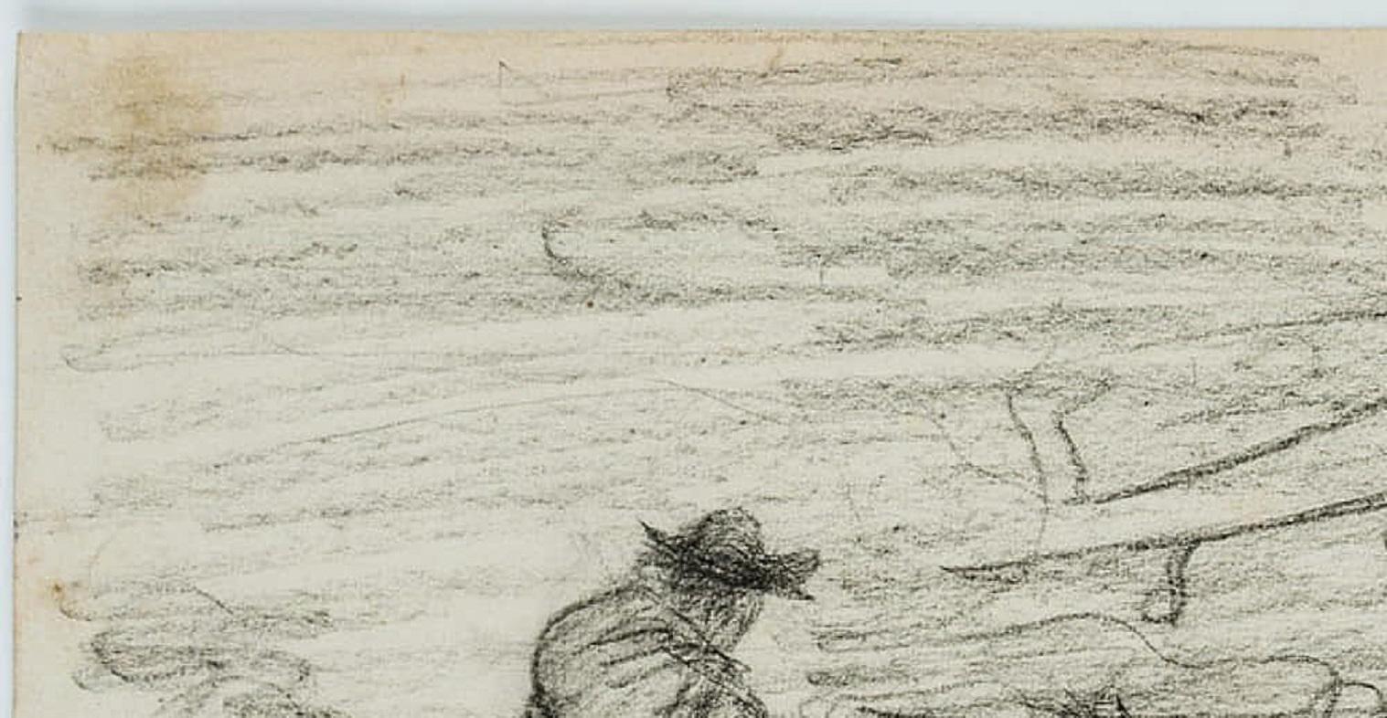 Leo Primavesi (1871 Cologne - after 1937 ): Appearance in the rocky landscape, c. 1890, Pencil

Technique: Pencil on Paper

Date: c. 1890

Keywords: Beach, Man, Hat, Stick, Sea, Rocks, Bay, water creature, 19th century, Symbolism, Landscape, Italy,