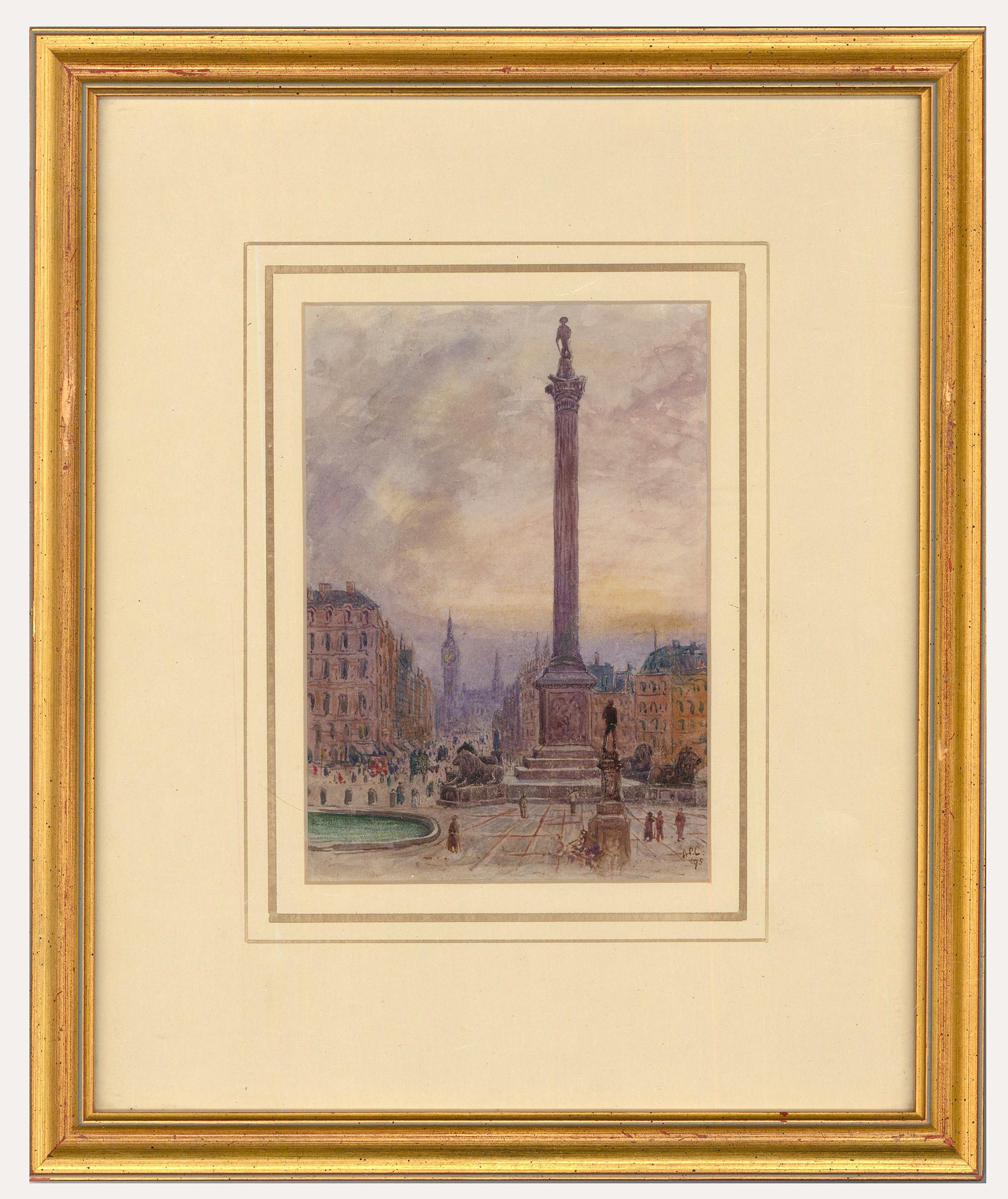 Unknown Landscape Art - A.R Collis - Framed Late 19th Century Watercolour, View of Nelson's Column