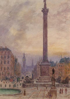 A.R Collis - Framed Late 19th Century Watercolour, View of Nelson's Column