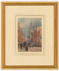 A.R. Gerahmtes Aquarell des späten 19. Jahrhunderts von Collis – St. Mary-le-Bow, Cheapside