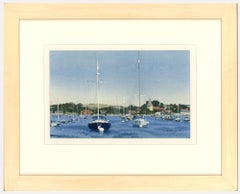 P. Moore - Framed Contemporary Watercolour, A Busy Mooring