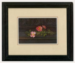 Ann Mumford - Aquarelle contemporaine encadrée, Eglantine Roses