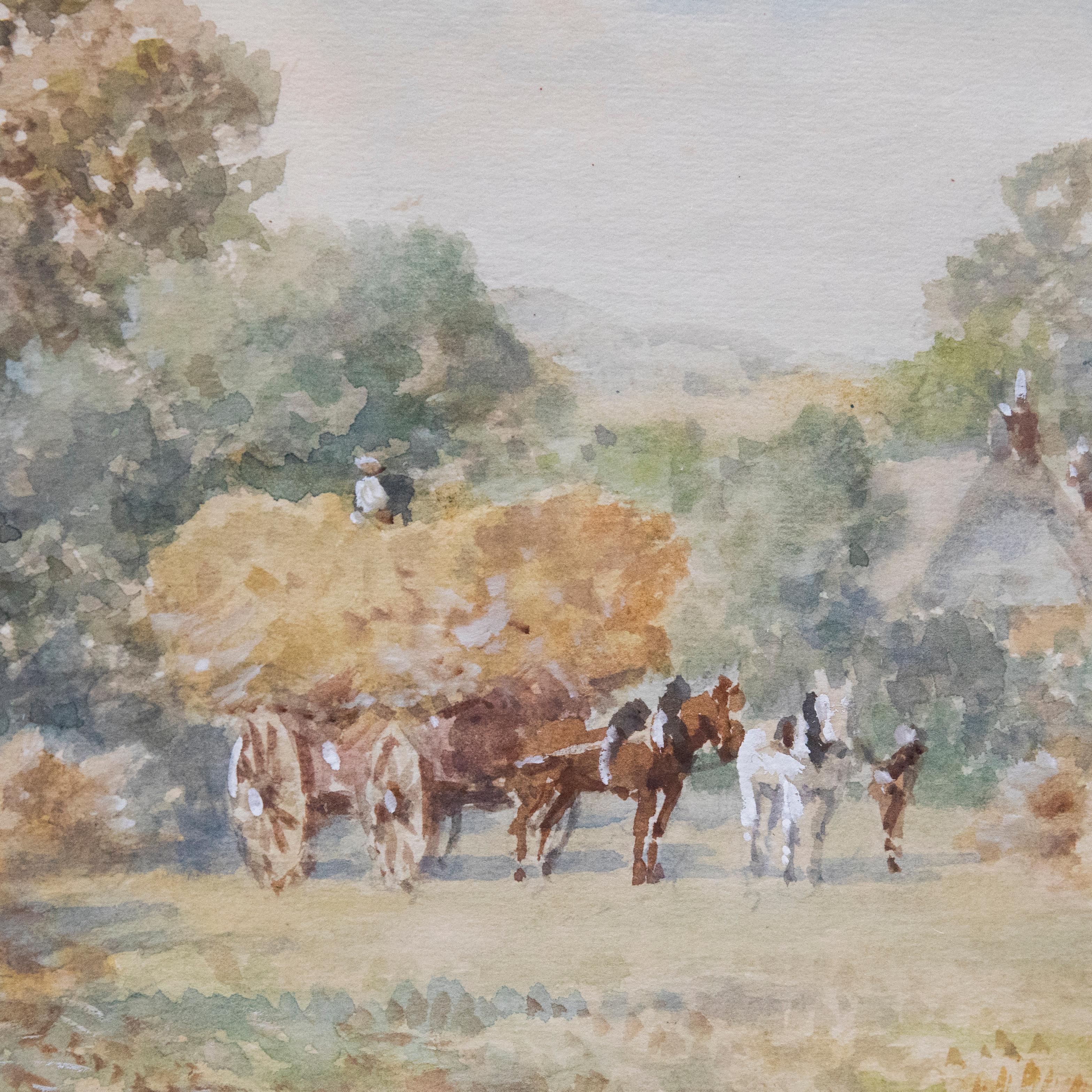 S. McKinley (b.1920) - Mid 20th Century Watercolour, Harvest Time For Sale 1