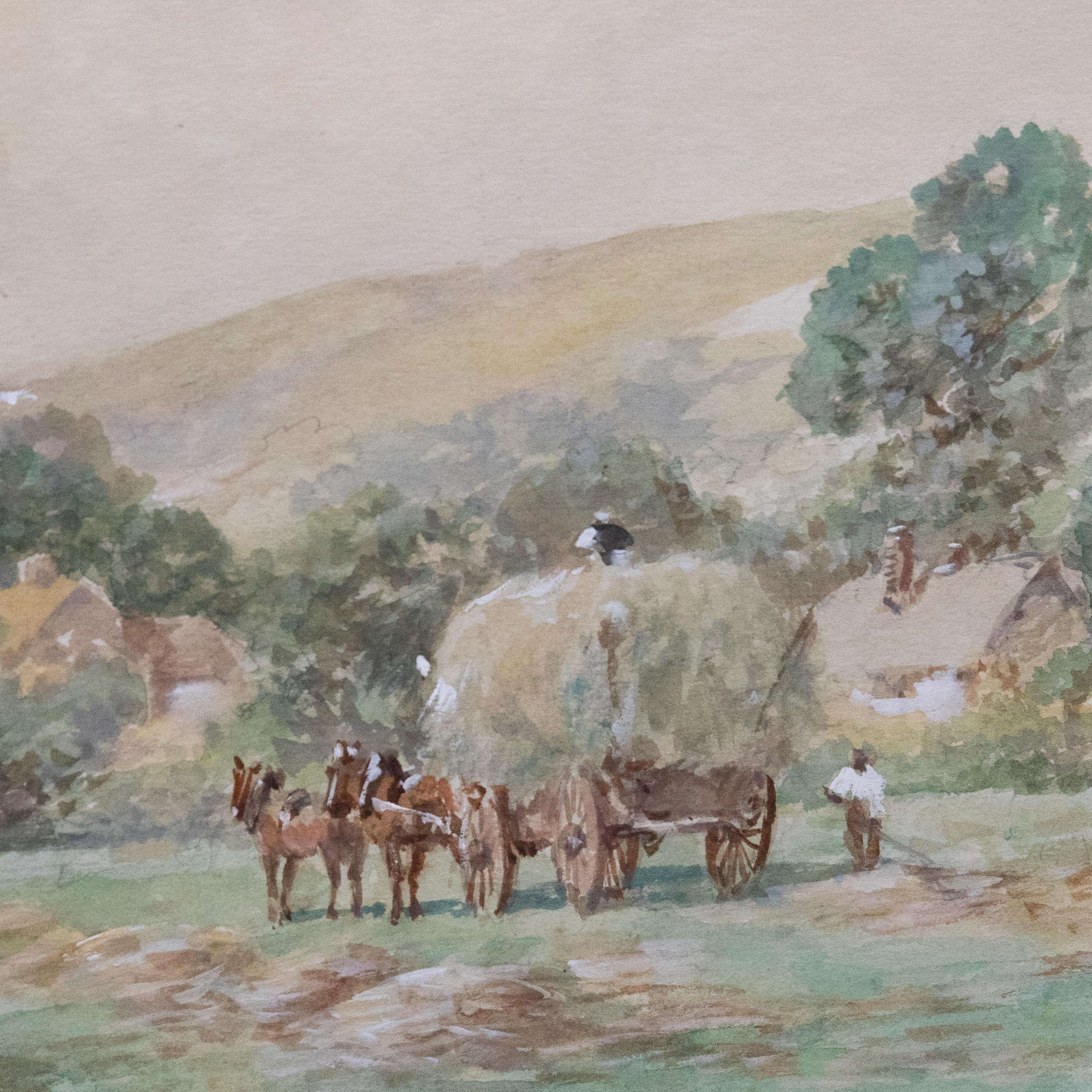 S. McKinley (b.1920) - Early 20th Century Watercolour, The Last of the Hay For Sale 1