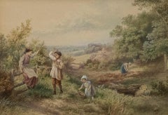 Style of Myles Birket Foster - Watercolour, The Conkers Match