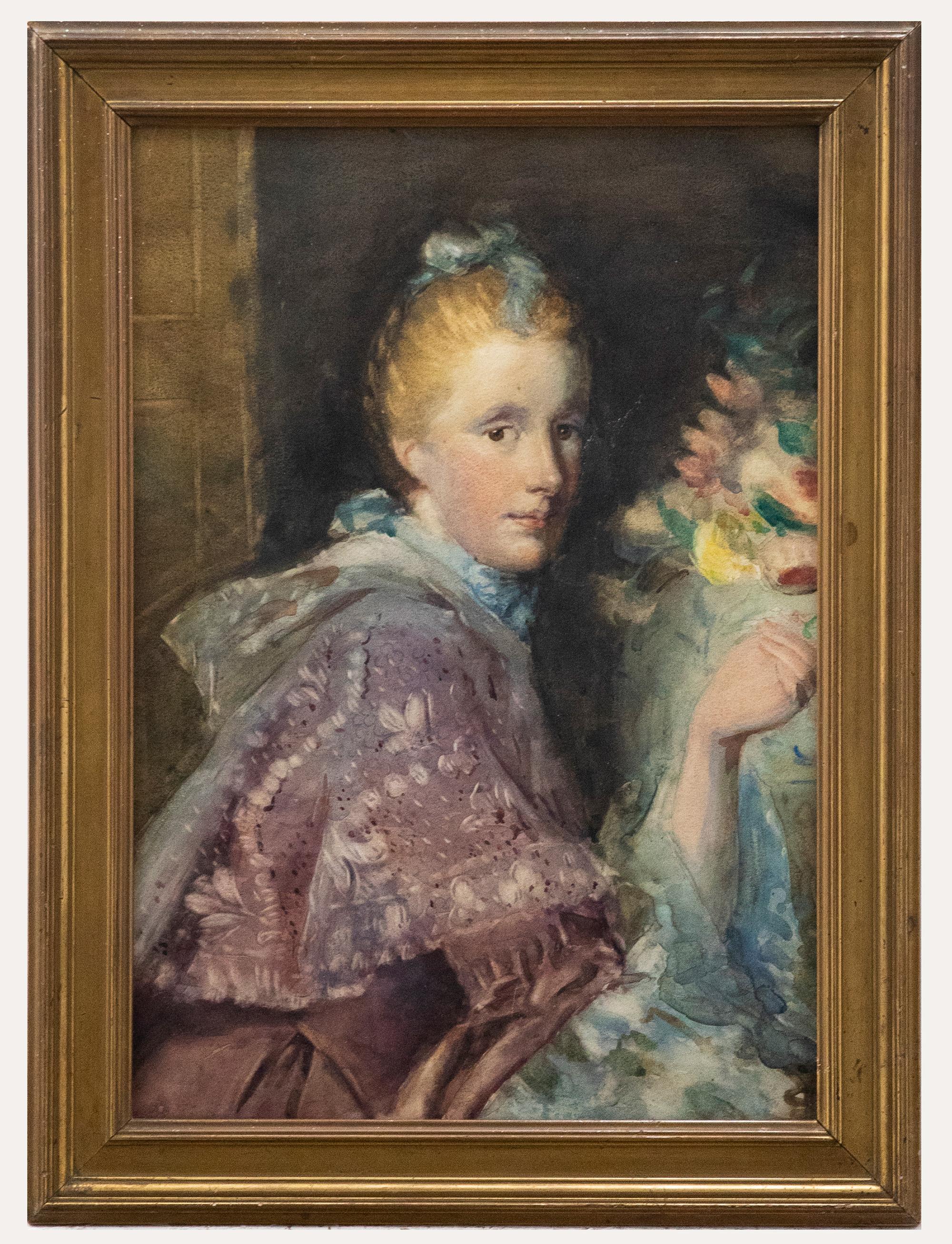 Aquarelle d'après Allen Ramsay, Portrait of Margaret Lindsay Ramsay - Art de Unknown