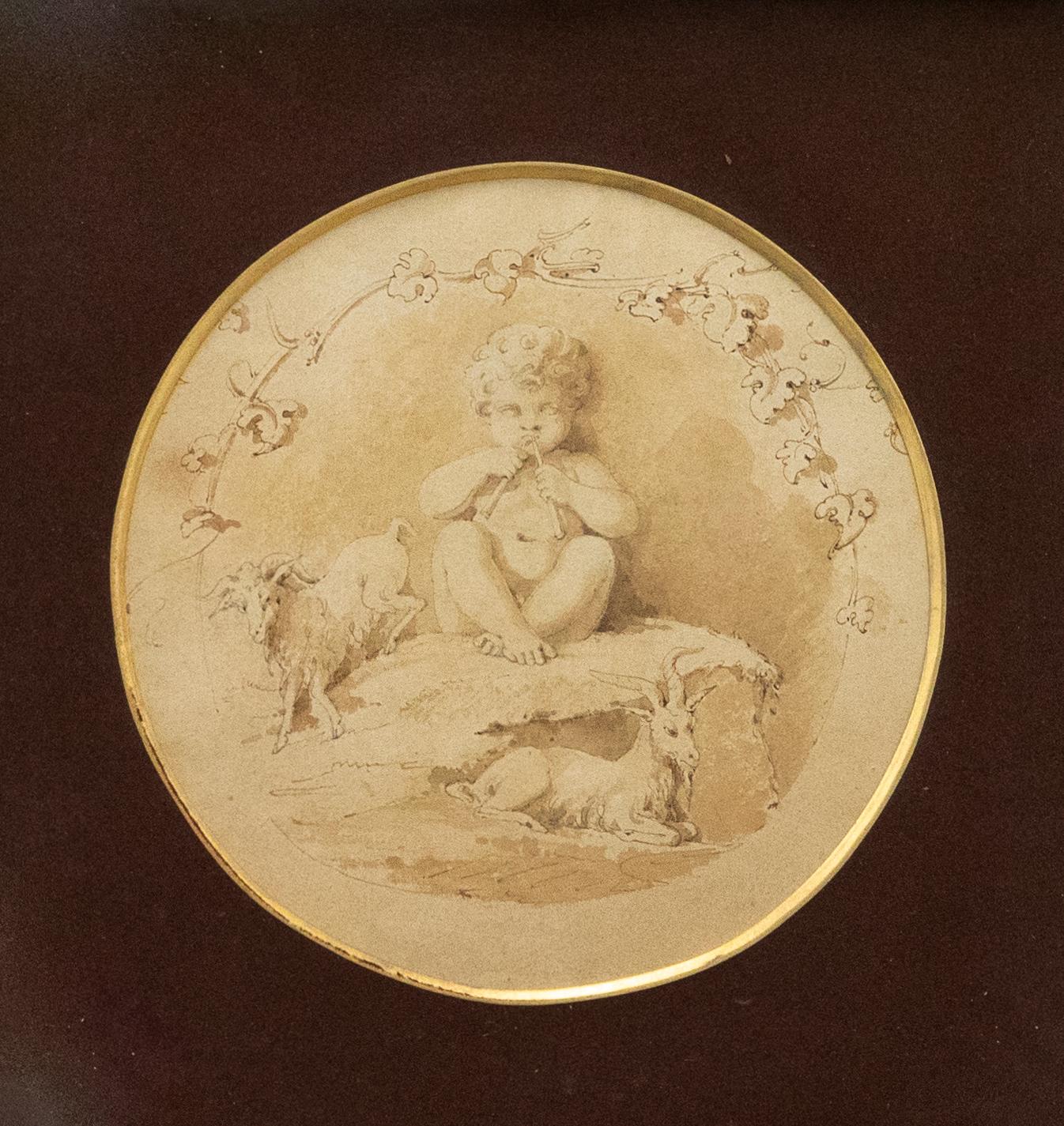 Attribut. Thomas Stothard (1755-1834) - Aquarell, Der Säugling Bacchus mit Ziegen im Angebot 1
