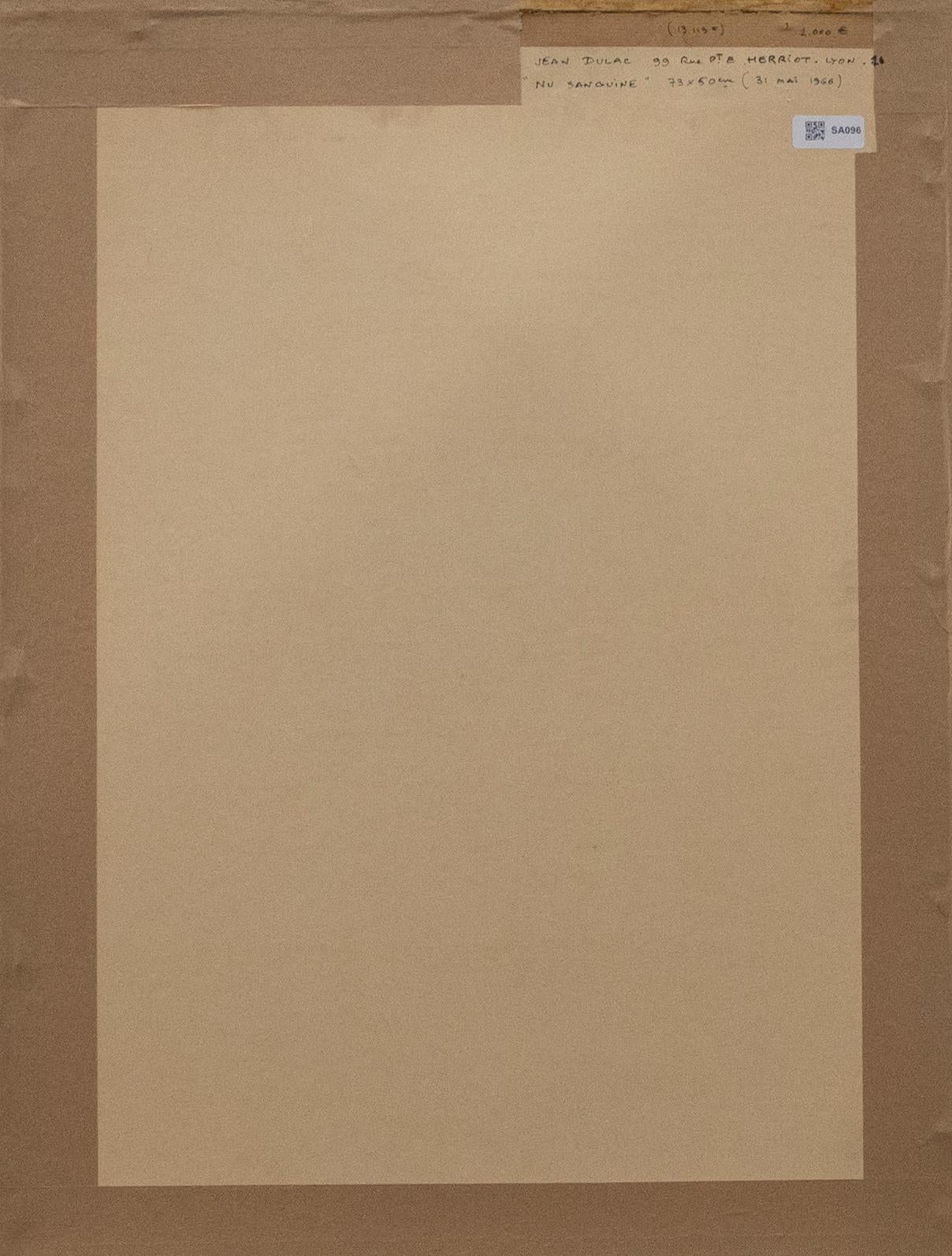 Eine reizvolle Lebensstudie eines sitzenden Aktmodells in Sanguinese und Kohle. Signiert unten rechts. Präsentiert in blauem Furnierrahmen mit vergoldetem Fenster. Auf dem Papier.