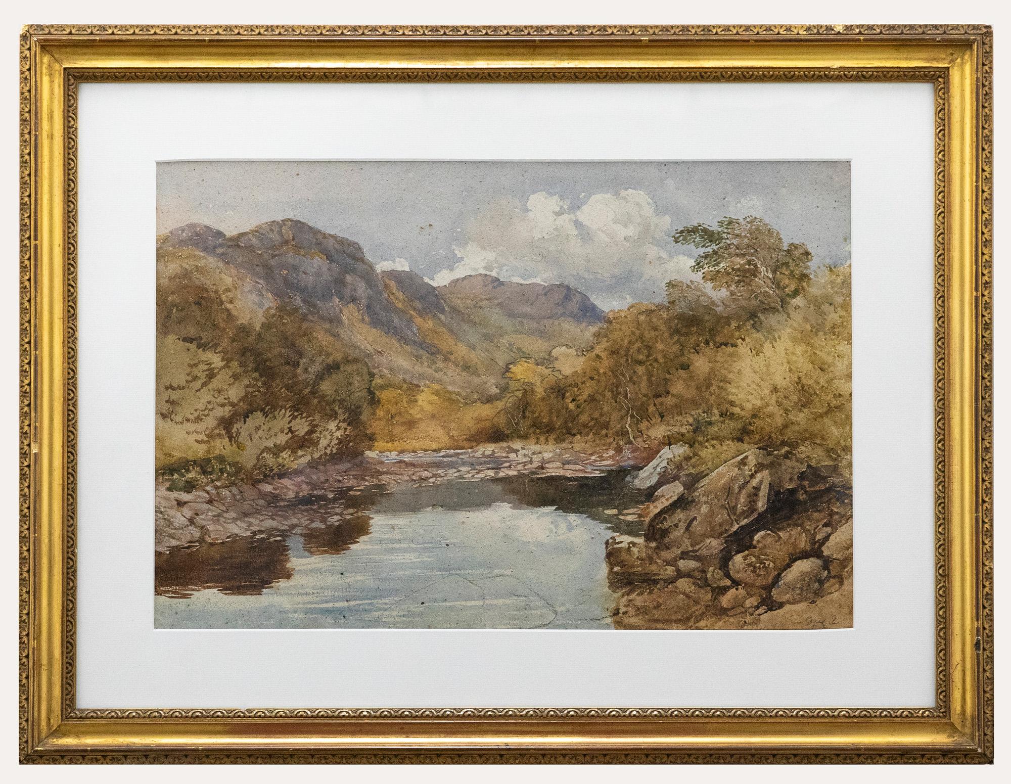 Attribué. David Cox Jr JR - Aquarelle encadrée de la fin du 19e siècle, Dolwyddelan