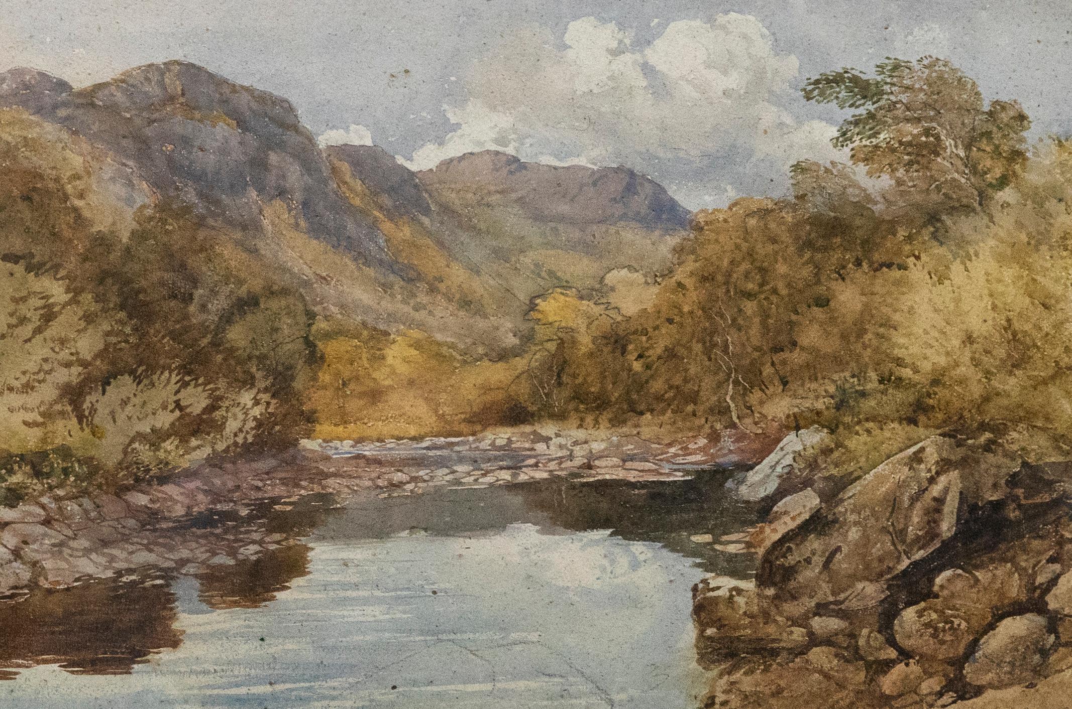 Attribué. David Cox Jr JR - Aquarelle encadrée de la fin du 19e siècle, Dolwyddelan - Art de David Cox the Younger