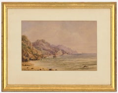 Vintage Attrib. Jane E. Simpson - Late 19th Century Watercolour, Seascape Near Torquay