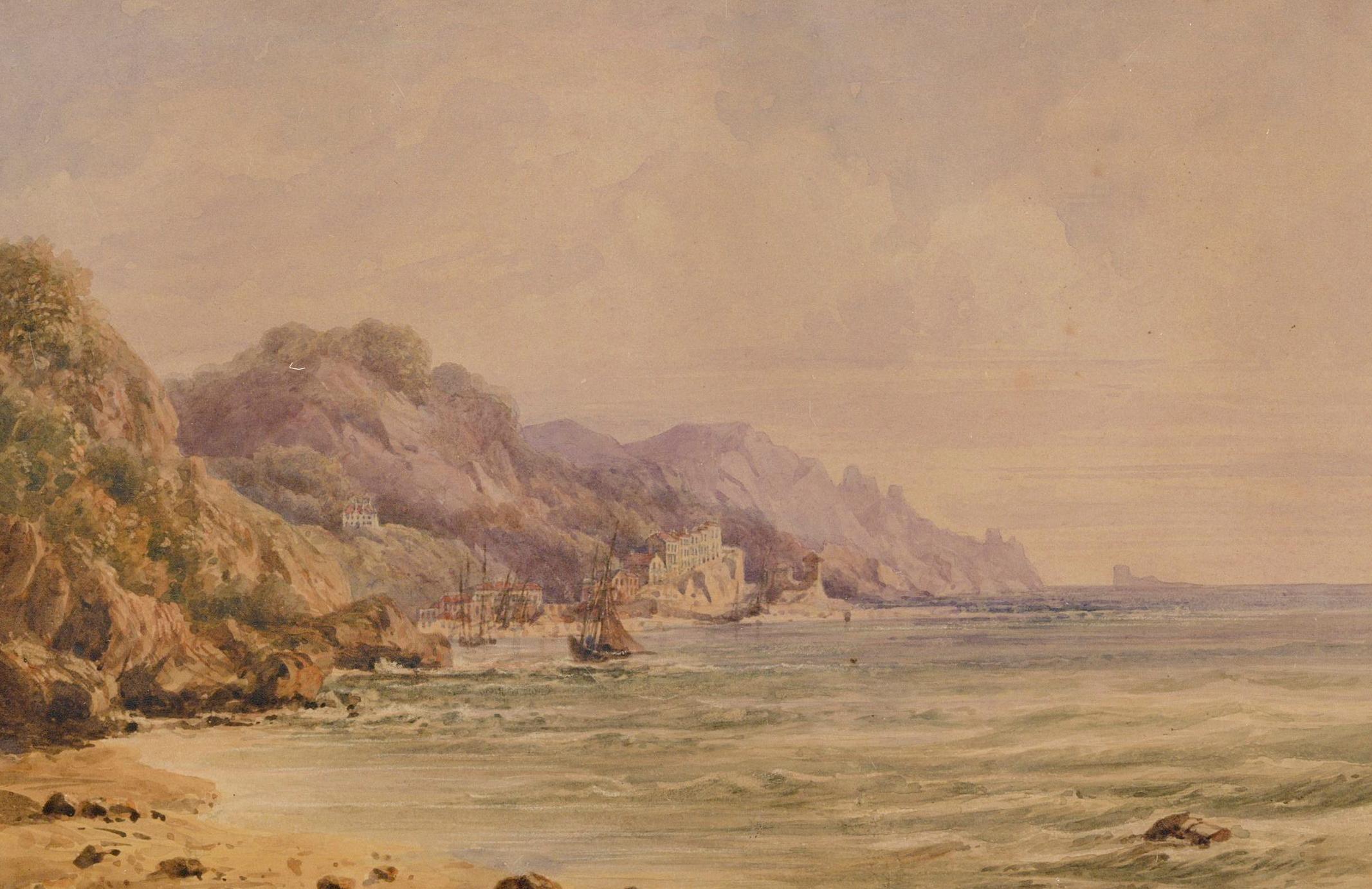 Attrib. Jane E. Simpson - Late 19th Century Watercolour, Seascape Near Torquay - Art by Unknown