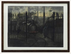 Trevor Frankland (1931-2011) - Pastel de mediados del siglo XX, Muelles de Liverpool