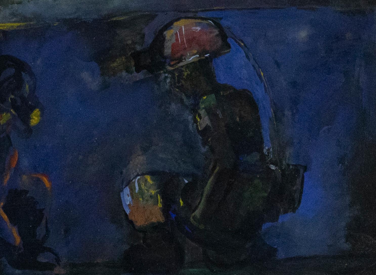 Abell - Framed 20th Century Gouache, Welsh Pit Miners - Art by Unknown