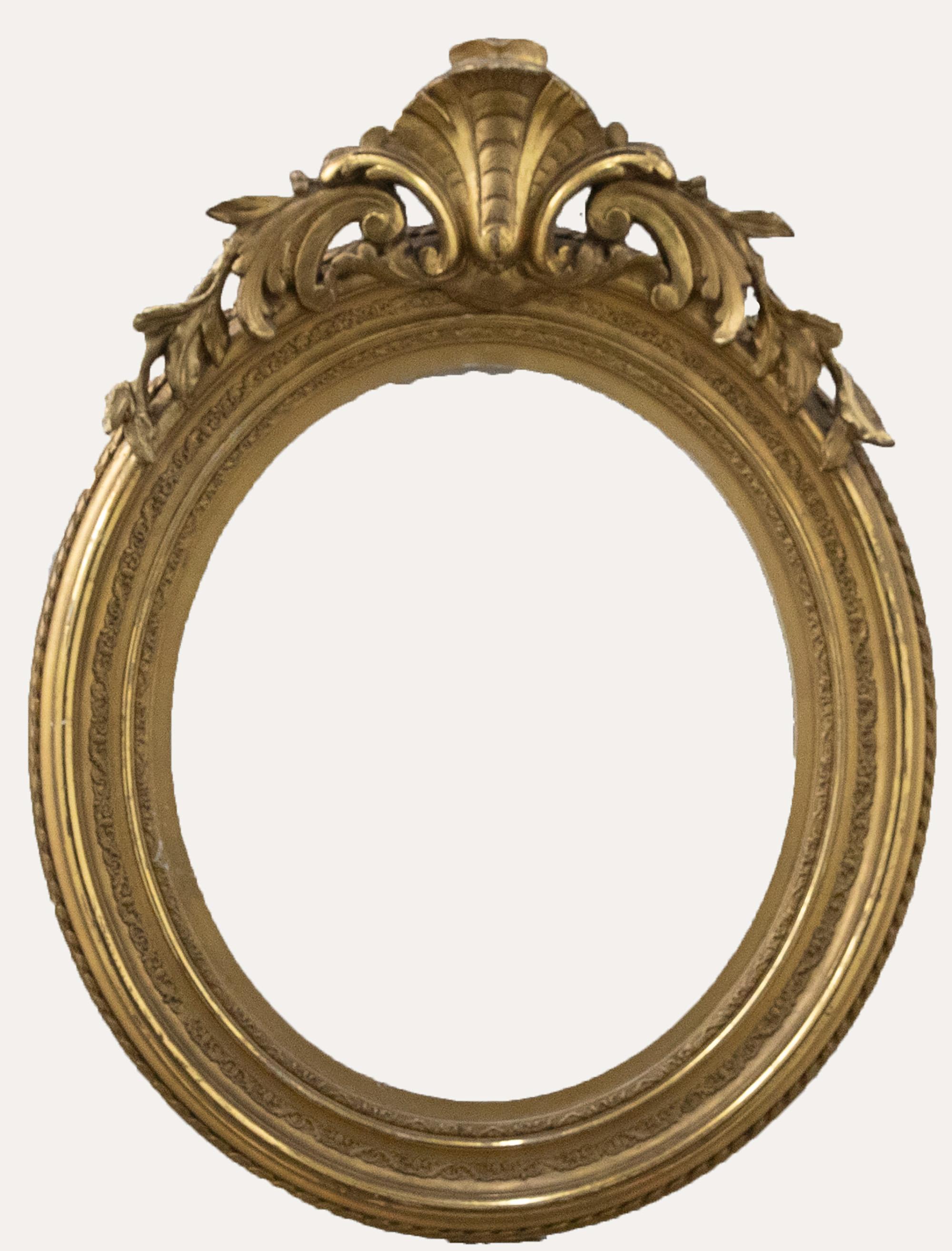 Oval 19th Century French Rococo Frame with Shell Ornament - Art by Unknown