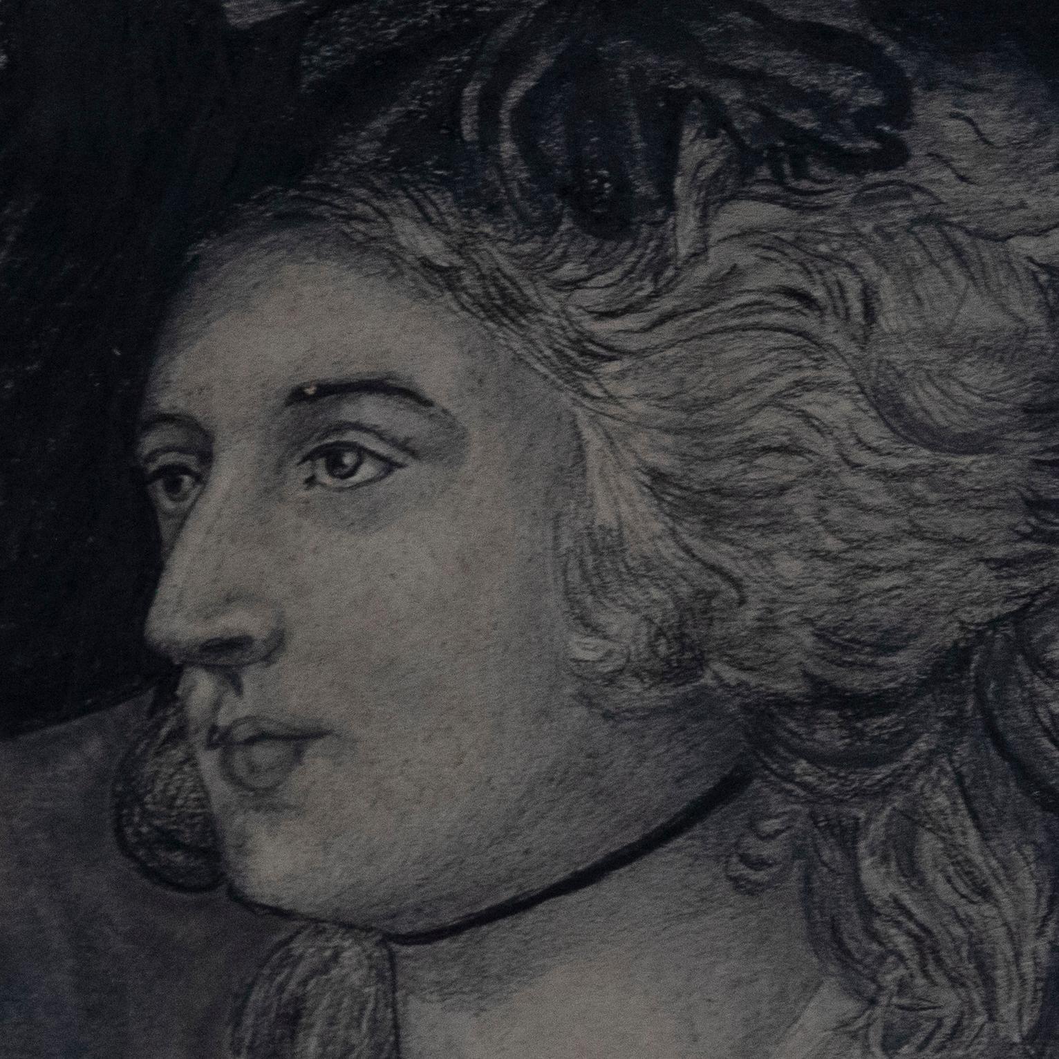 After Thomas Gainsborough - 1900 Charcoal Drawing, Mrs Siddons For Sale 1
