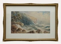 Antique William H Raworth (1820-1905) - Framed Watercolour, Ship in Stormy Seas