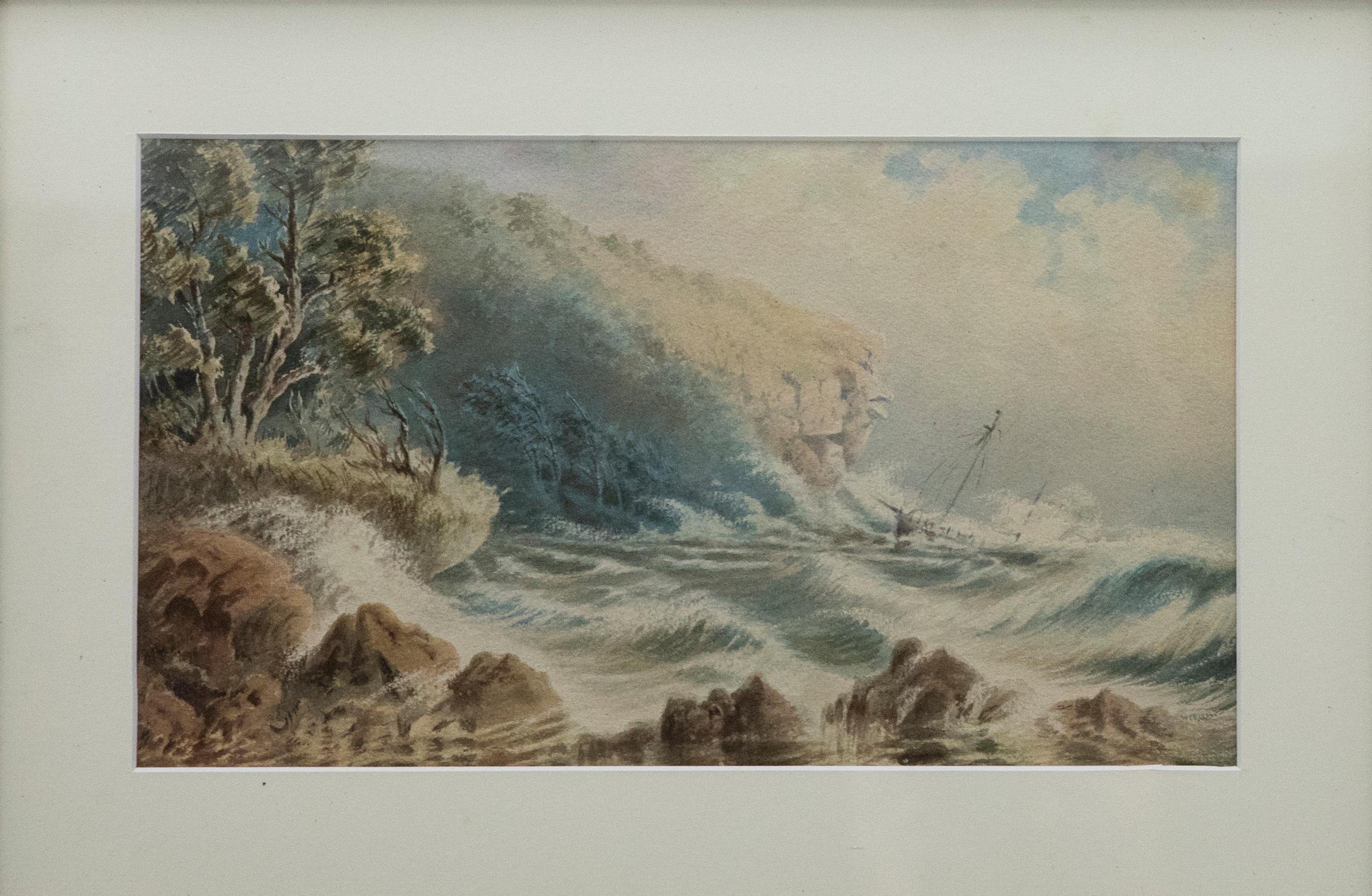 William H Raworth (1820-1905) - Framed Watercolour, Ship in Stormy Seas - Art by Unknown