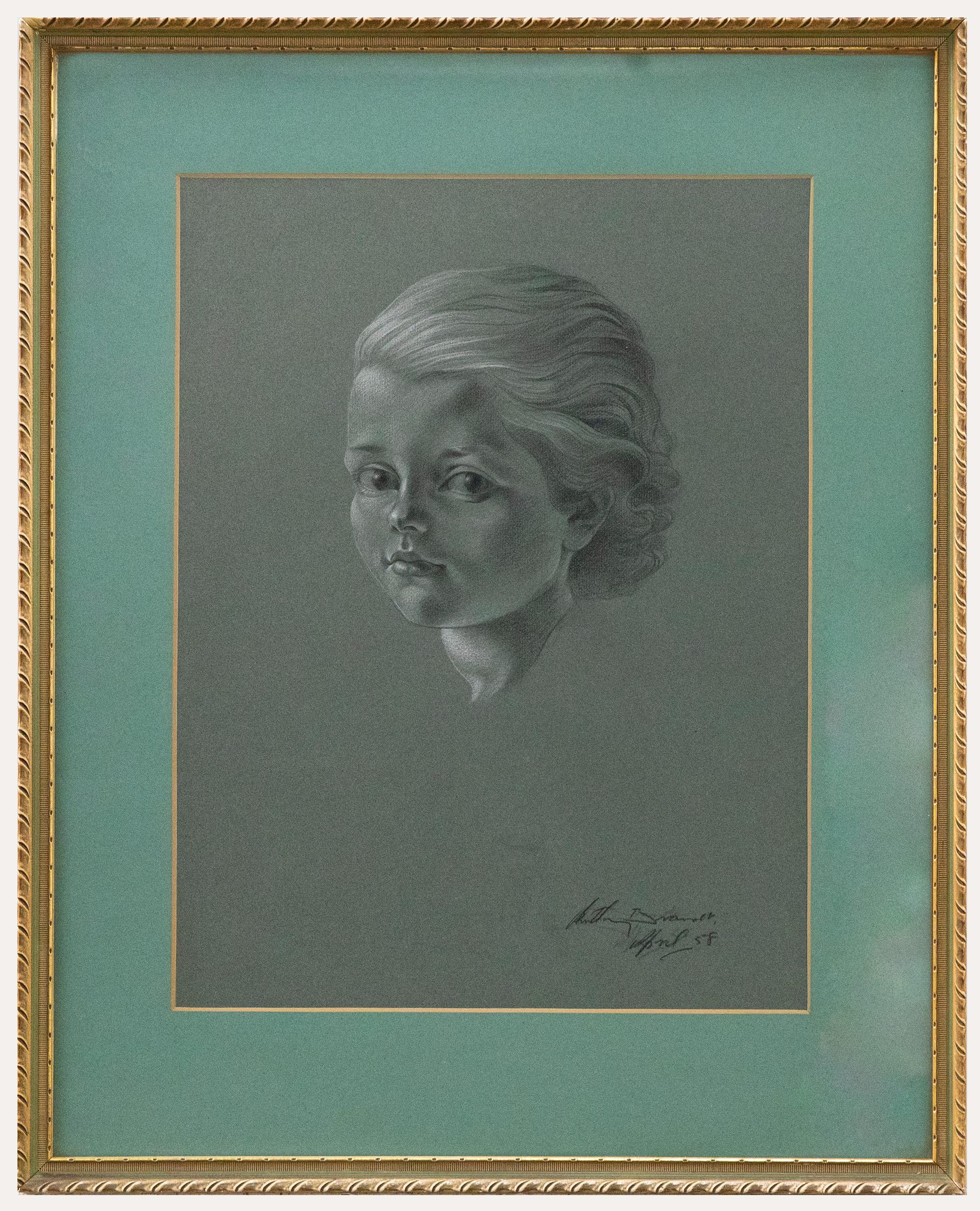 Unknown - Anthony Brandt (1925-2009)- Framed Chalk and Charcoal Drawing ...