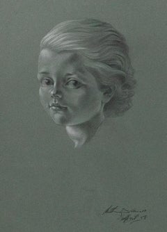 Anthony Brandt (1925-2009)- Framed Chalk & Charcoal Drawing, Portrait of a Girl