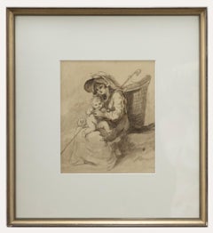 Attribué. Lady Diana Beauclerk (1734-1808) - Aquarelle, Bergère avec bébé