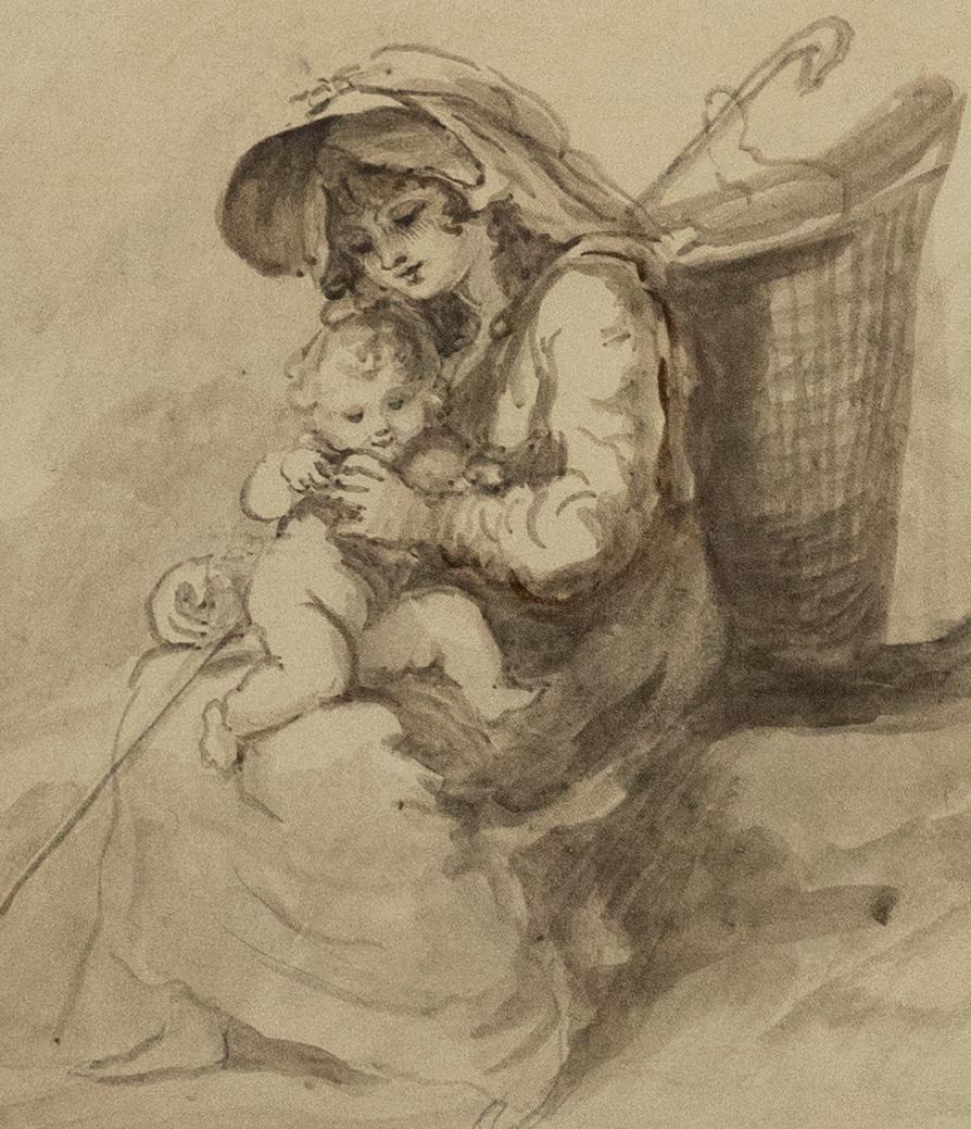 Attribut. Lady Diana Beauclerk (1734-1808) - Aquarell, Göttin mit Baby – Art von Unknown