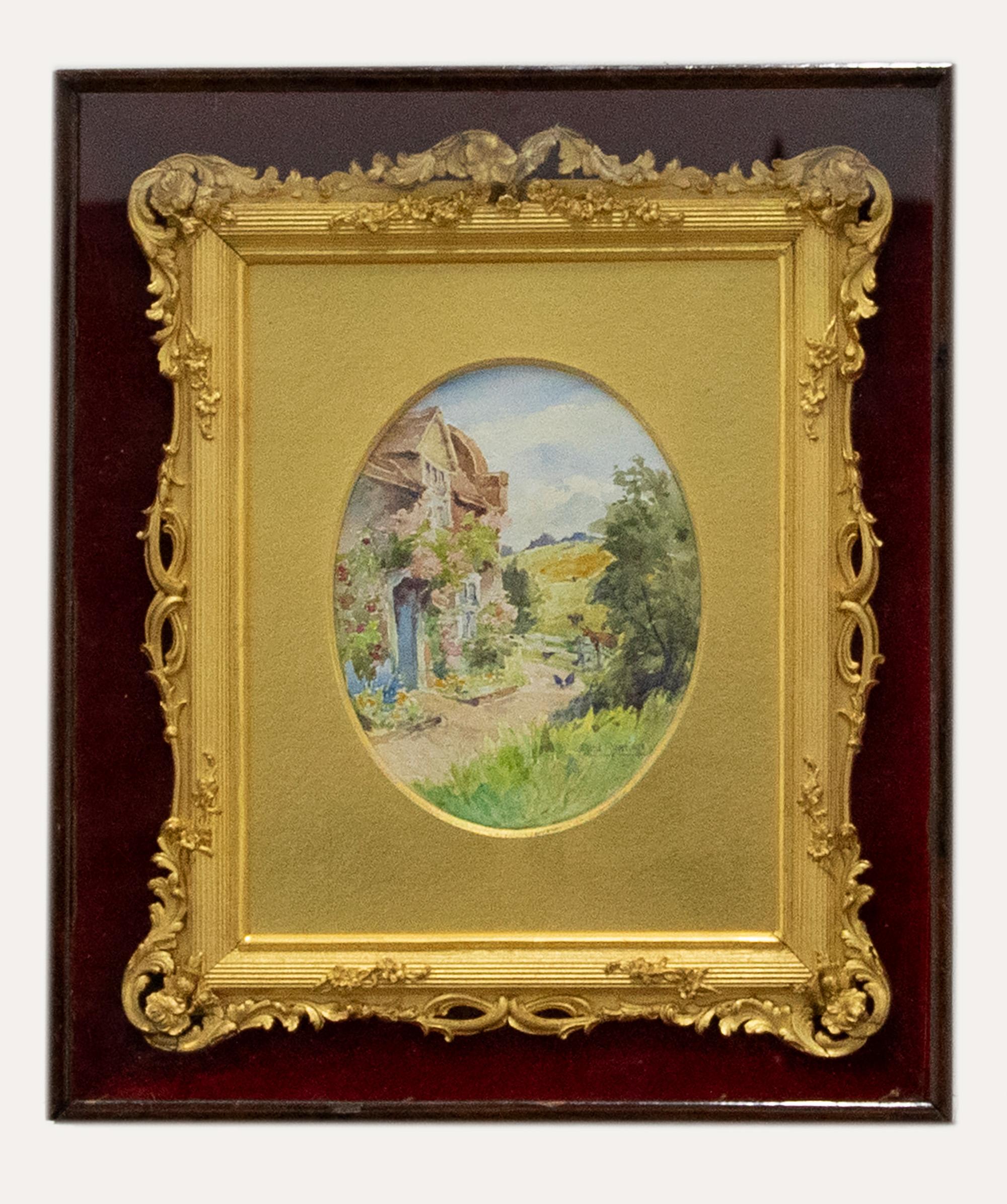 Vergoldeter Bilderrahmen aus dem späten 19. Jahrhundert in einer Mahagonibox – Art von Unknown